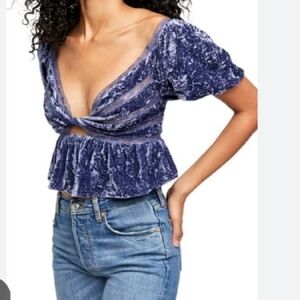 Free People Yours Truly Velvet Top in Wild Moon